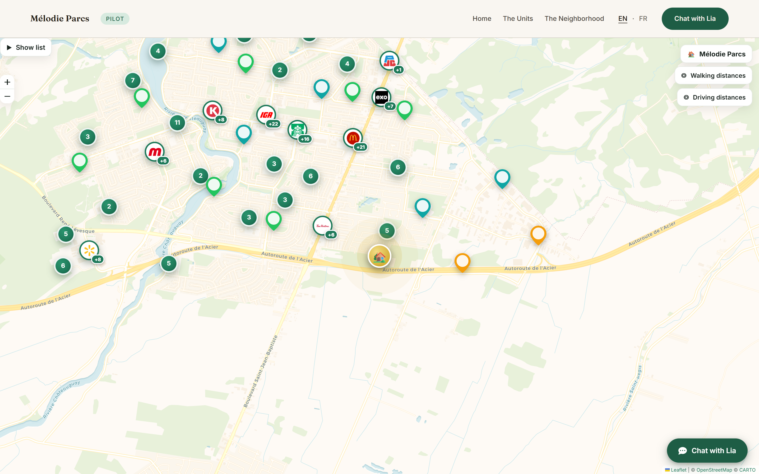 Pilot site: AI-driven interactive neighborhood map with brand pins