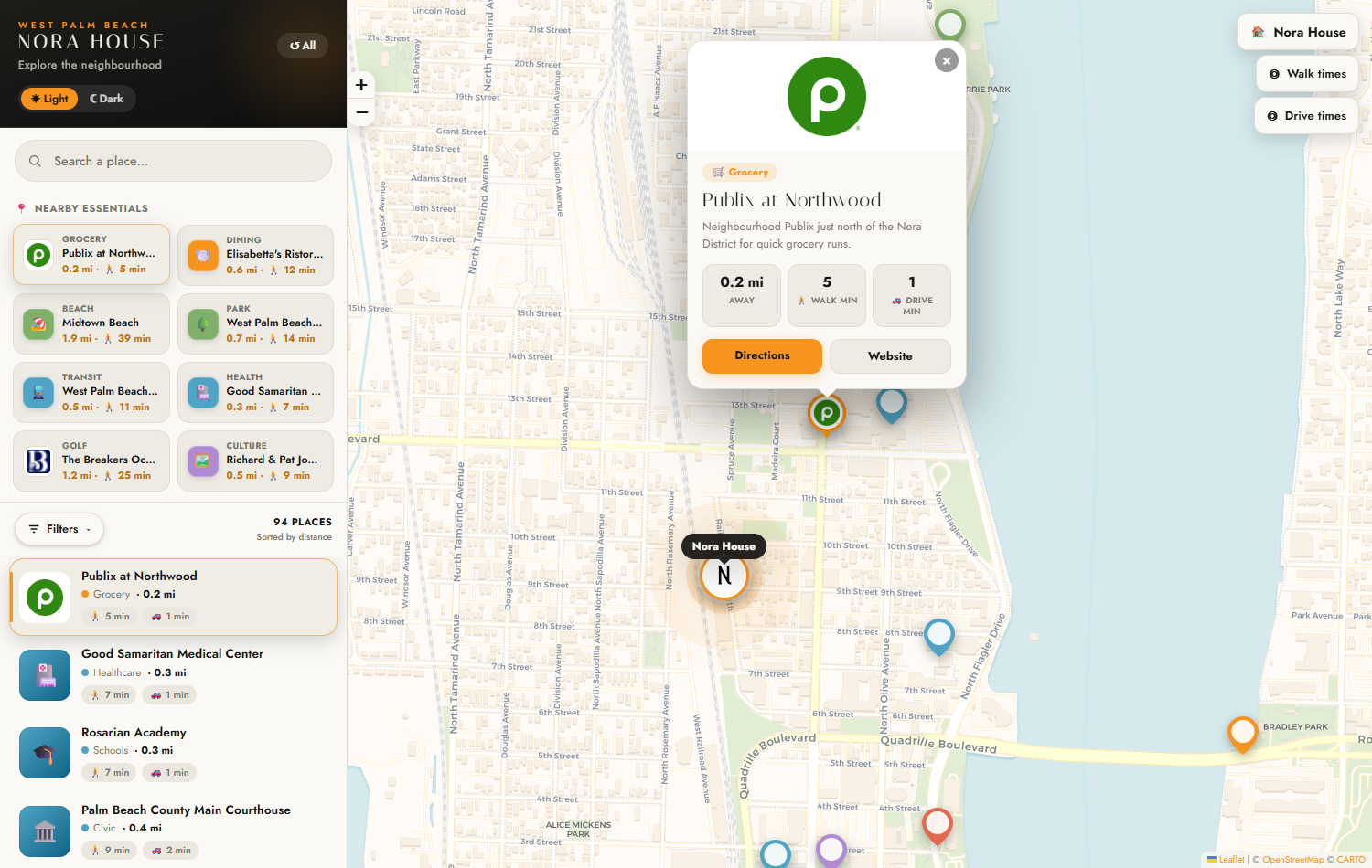 Nora House interactive neighborhood map, West Palm Beach